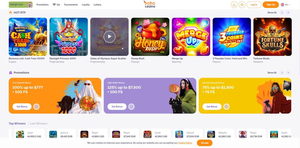 Boho Casino terms where a CAD 150 withdrawal cap appears